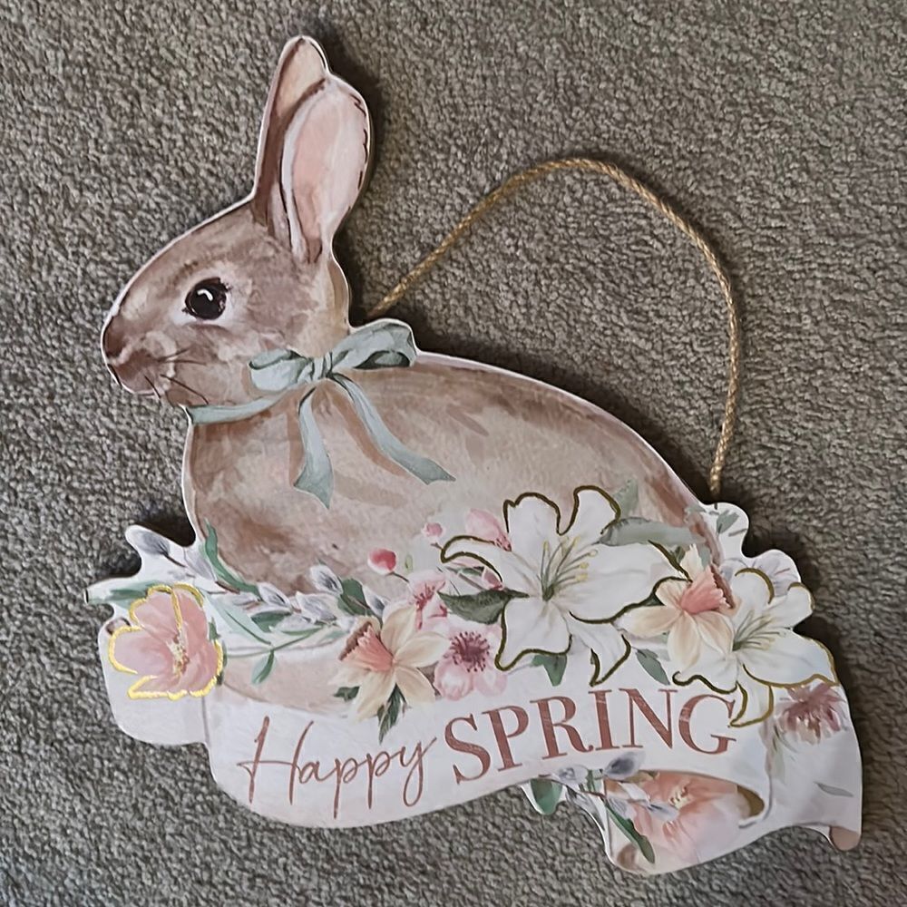 “Happy Spring” Wood Wall Hanging! - Picture 2 of 4